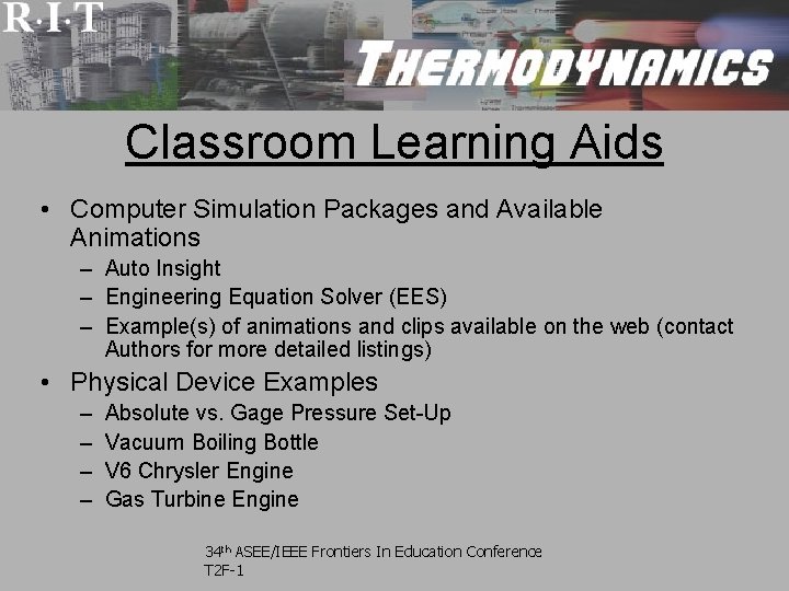 Classroom Learning Aids • Computer Simulation Packages and Available Animations – Auto Insight – Classroom Learning Aids • Computer Simulation Packages and Available Animations – Auto Insight –