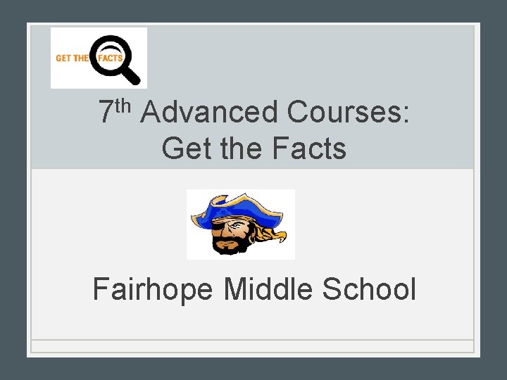 7 th Advanced Courses: Get the Facts Fairhope Middle School 