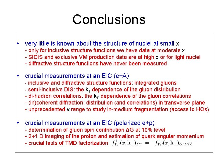 Conclusions • very little is known about the structure of nuclei at small x