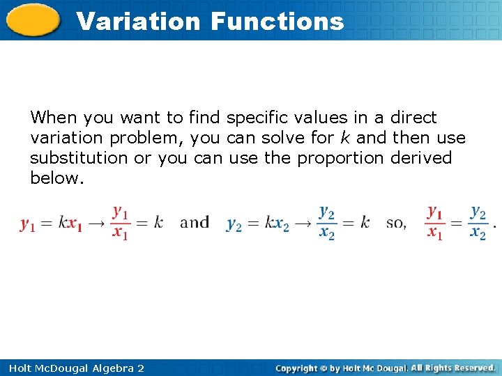 Variation Problem For Algebra 2 Variation Functions Warm Up Lesson Presentation Lesson Quiz