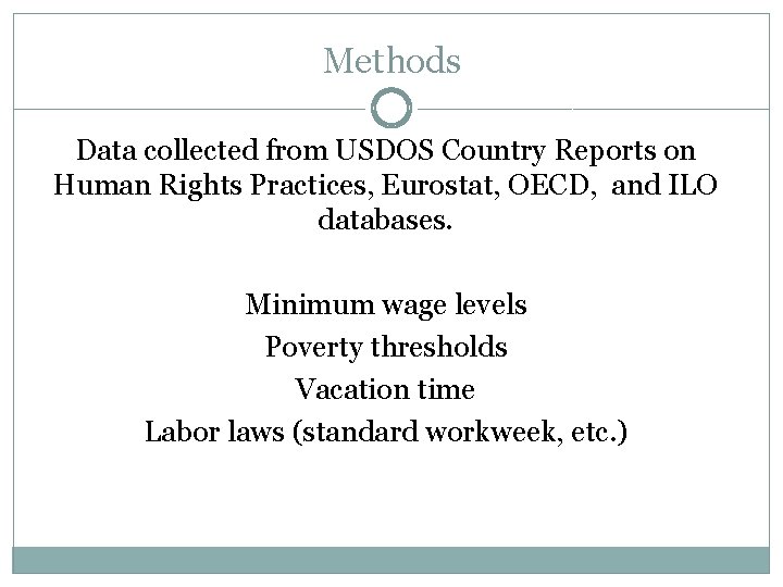 Methods Data collected from USDOS Country Reports on Human Rights Practices, Eurostat, OECD, and