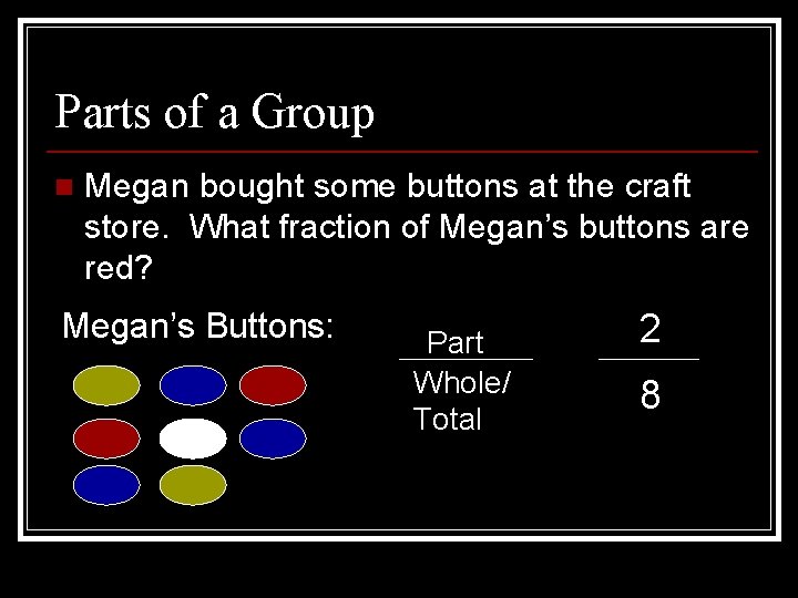 Parts of a Group n Megan bought some buttons at the craft store. What
