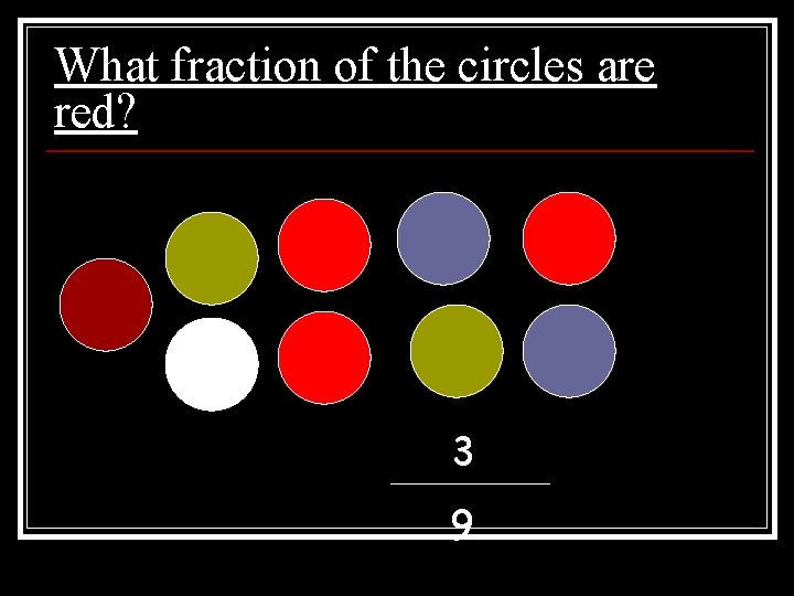 What fraction of the circles are red? 3 9 
