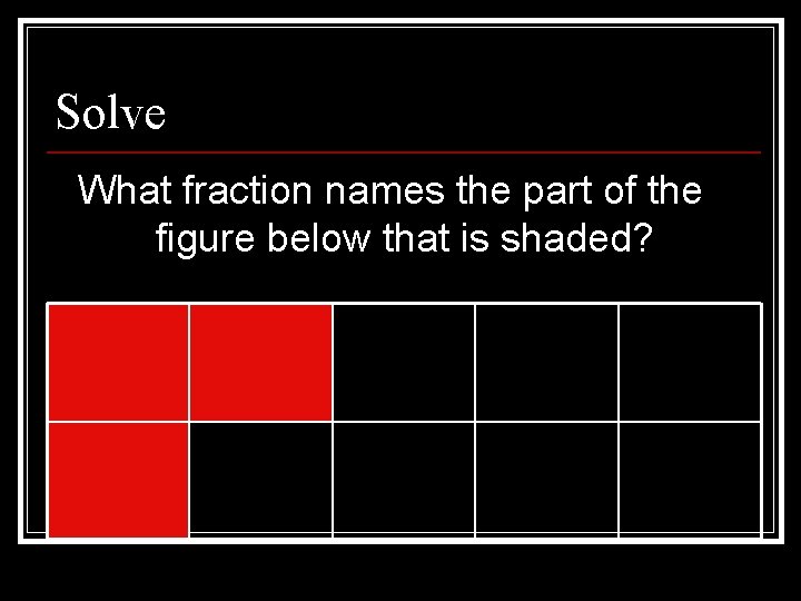 Solve What fraction names the part of the figure below that is shaded? 