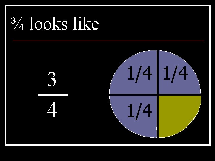 ¾ looks like 3 4 1/4 1/4 