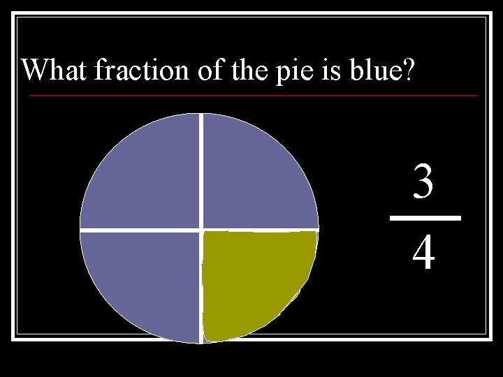 What fraction of the pie is blue? 3 4 