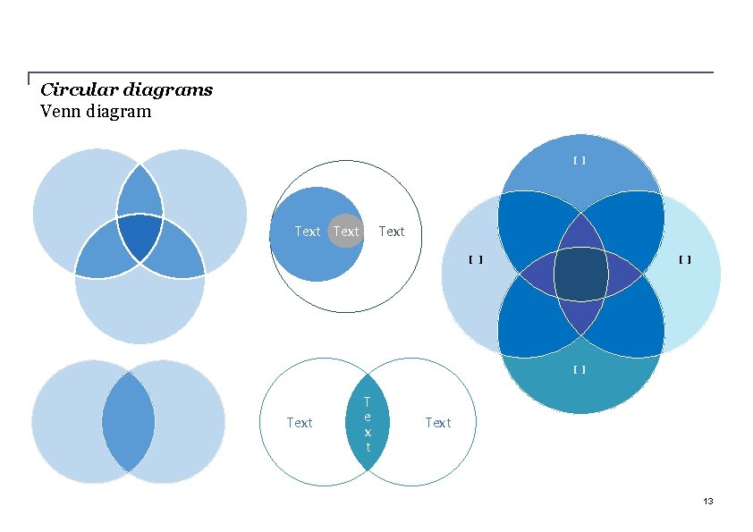 Circular diagrams Venn diagram [ ] Text [ ] [ ] Text T e