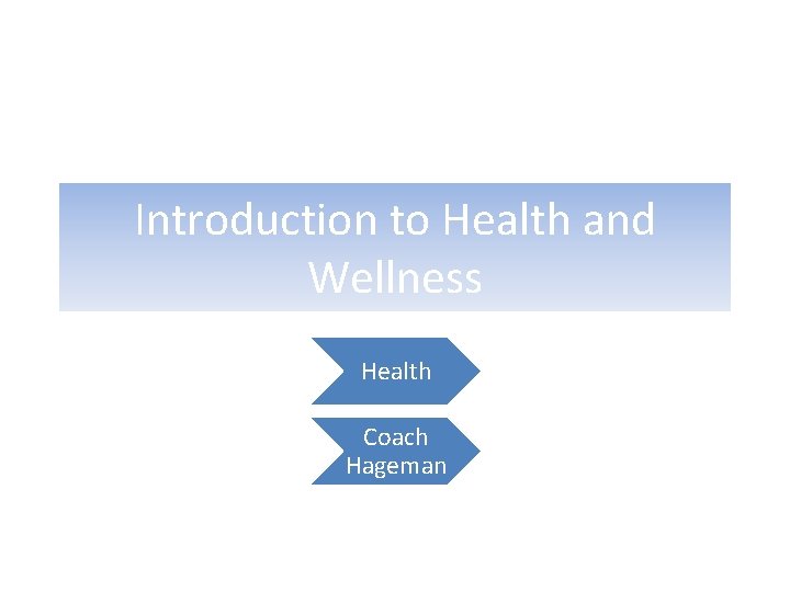 Introduction to Health and Wellness Health Coach Hageman 