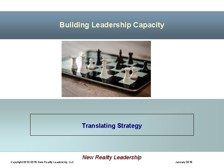 Building Leadership Capacity Translating Strategy Copyright 2010 -2018 New Reality Leadership, LLC New Reality