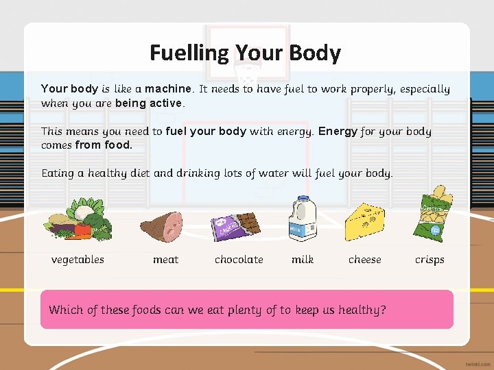 Fuelling Your Body Your body is like a machine. It needs to have fuel