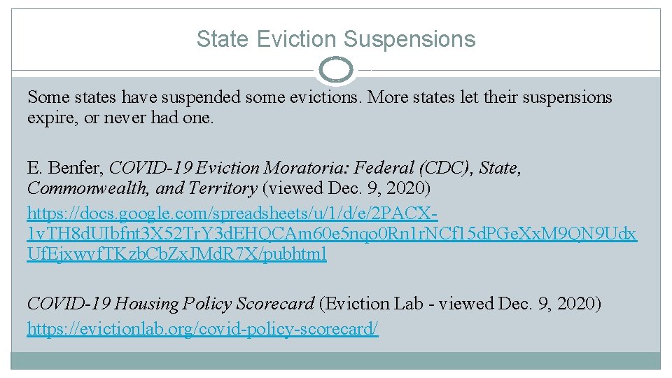 State Eviction Suspensions Some states have suspended some evictions. More states let their suspensions