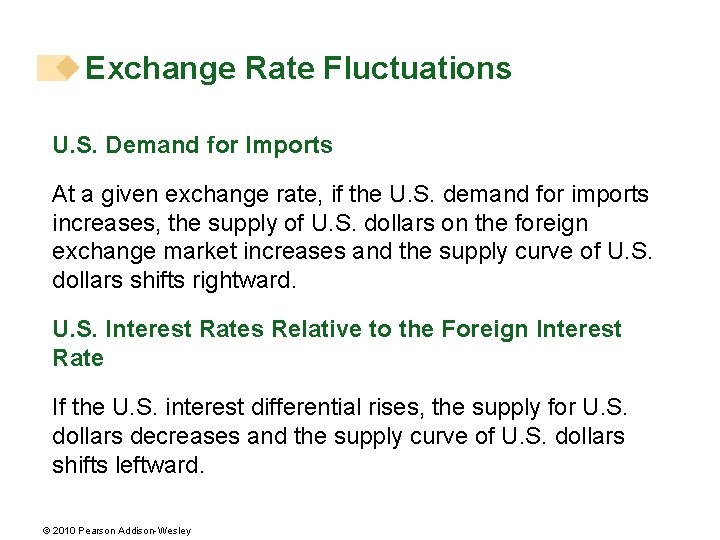 Exchange Rate Fluctuations U. S. Demand for Imports At a given exchange rate, if
