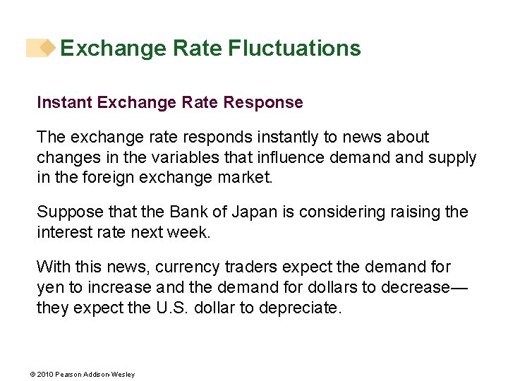 Exchange Rate Fluctuations Instant Exchange Rate Response The exchange rate responds instantly to news