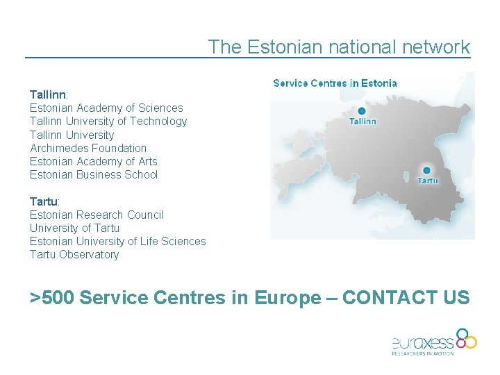 The Estonian national network Tallinn: Estonian Academy of Sciences Tallinn University of Technology Tallinn