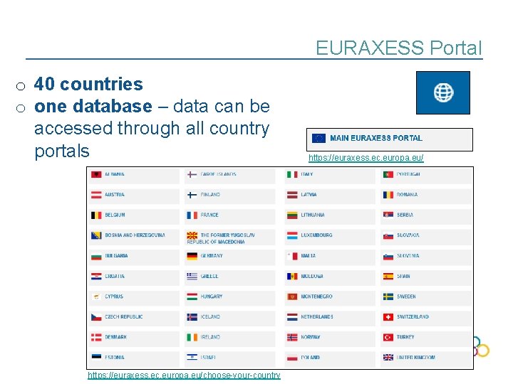 EURAXESS Portal o 40 countries o one database – data can be accessed through