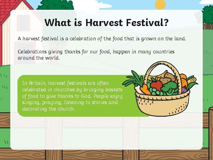What is Harvest Festival? A harvest festival is a celebration of the food that