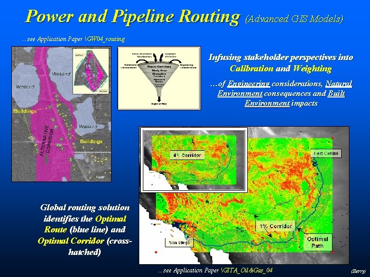 Power and Pipeline Routing (Advanced GIS Models) …see Application Paper GW 04_routing Infusing stakeholder