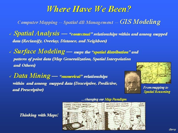 Where Have We Been? Computer Mapping -- Spatial d. B Management -- GIS Modeling