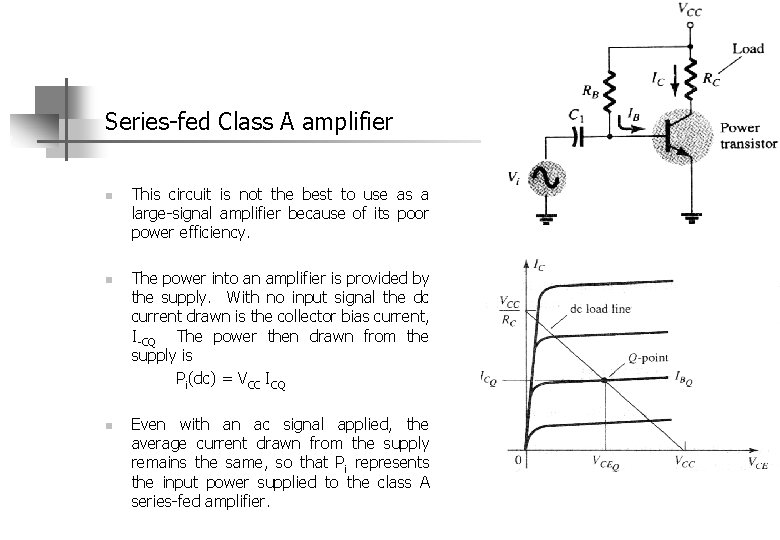 Series fed Class A amplifier n n n This circuit is not the best