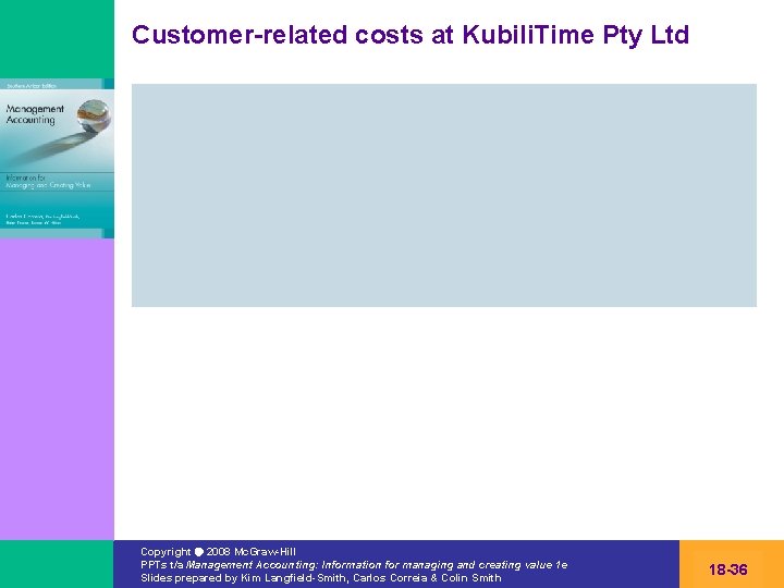 Customer-related costs at Kubili. Time Pty Ltd Copyright 2008 Mc. Graw-Hill PPTs t/a Management