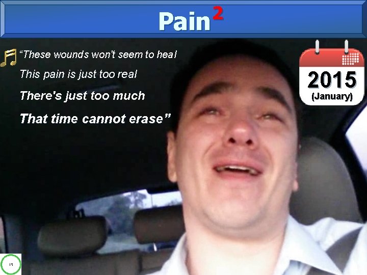 2 Pain “These wounds won't seem to heal This pain is just too real