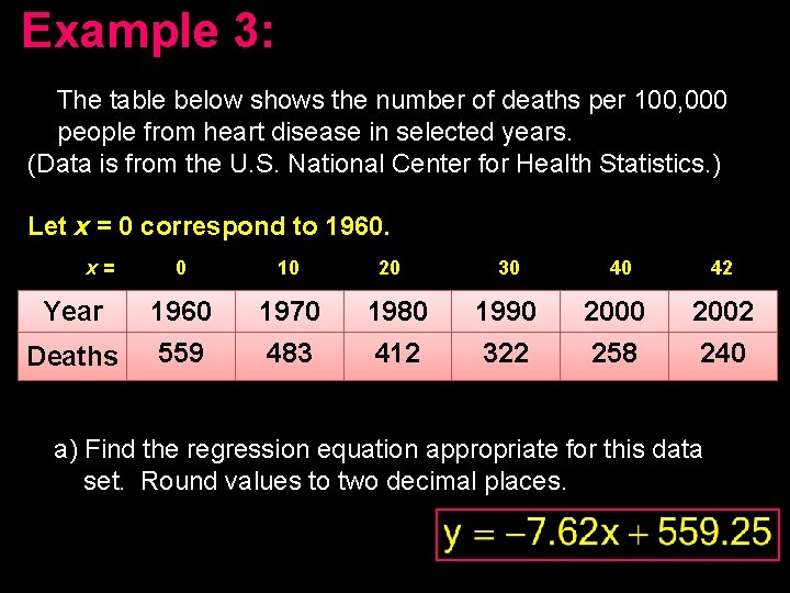 Example 3: The table below shows the number of deaths per 100, 000 people