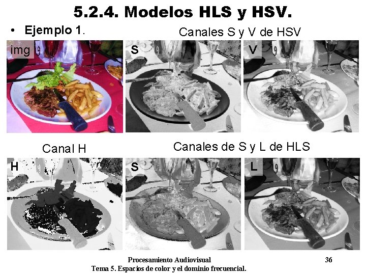 5. 2. 4. Modelos HLS y HSV. • Ejemplo 1. img S Canales de