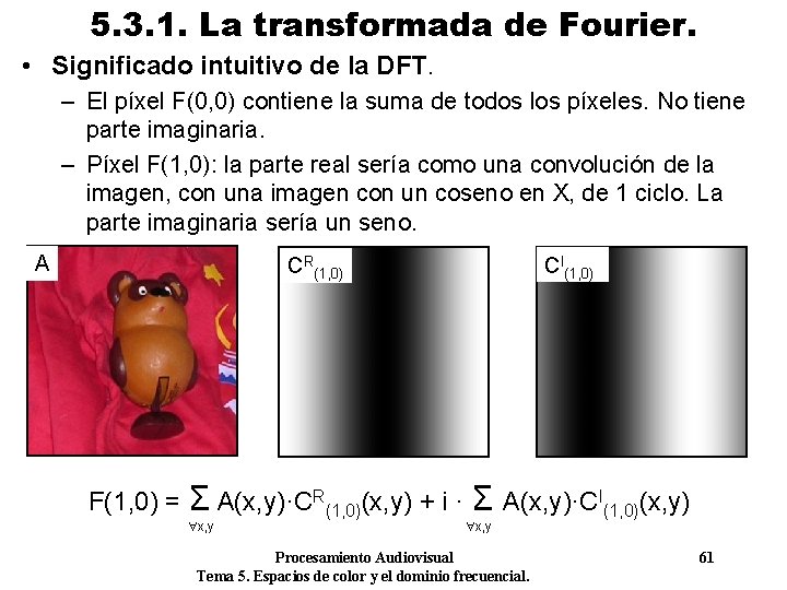 5. 3. 1. La transformada de Fourier. • Significado intuitivo de la DFT. –