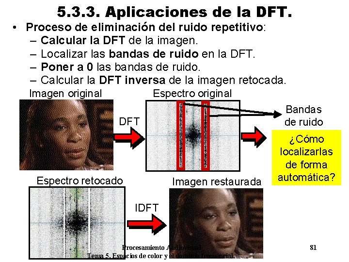 5. 3. 3. Aplicaciones de la DFT. • Proceso de eliminación del ruido repetitivo: