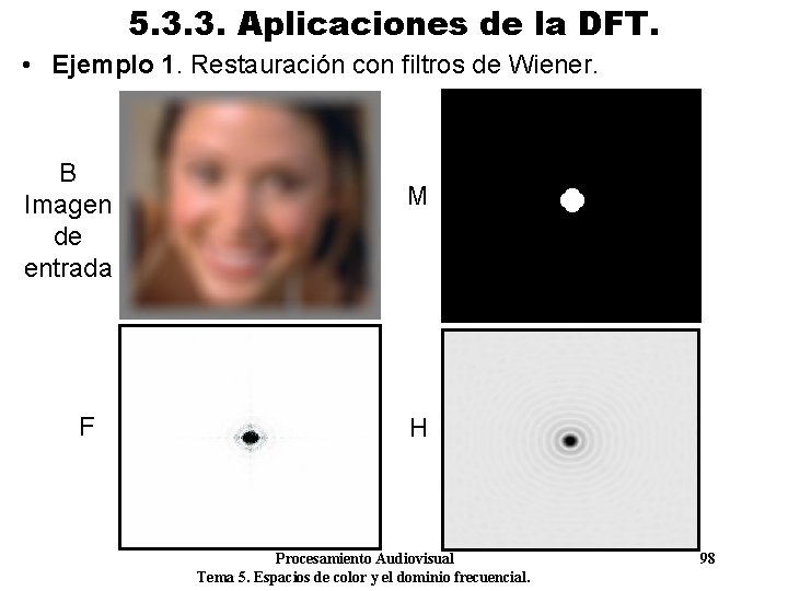 5. 3. 3. Aplicaciones de la DFT. • Ejemplo 1. Restauración con filtros de