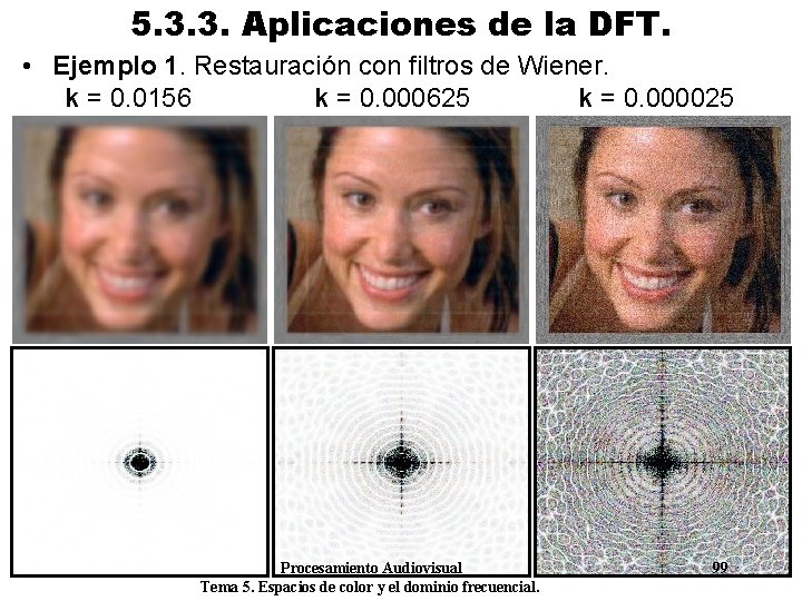 5. 3. 3. Aplicaciones de la DFT. • Ejemplo 1. Restauración con filtros de