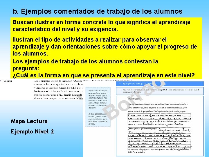b. Ejemplos comentados de trabajo de los alumnos Buscan ilustrar en forma concreta lo b. Ejemplos comentados de trabajo de los alumnos Buscan ilustrar en forma concreta lo