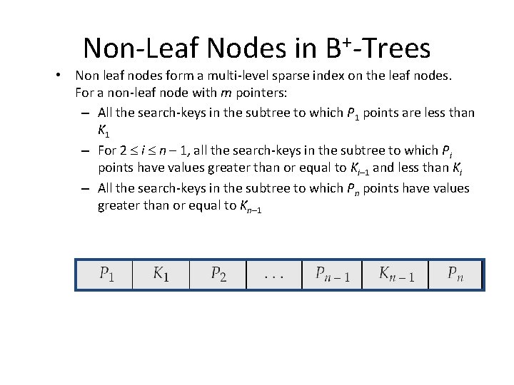 Non-Leaf Nodes in B+-Trees • Non leaf nodes form a multi-level sparse index on