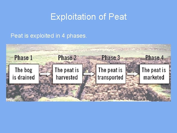 Exploitation of Peat is exploited in 4 phases. 