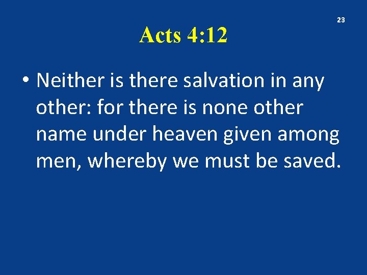 Acts 4: 12 23 • Neither is there salvation in any other: for there