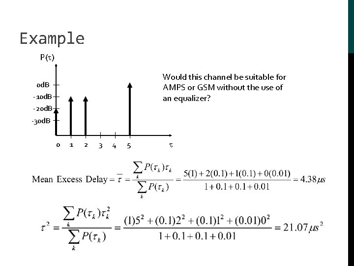 Example P( ) Would this channel be suitable for AMPS or GSM without the