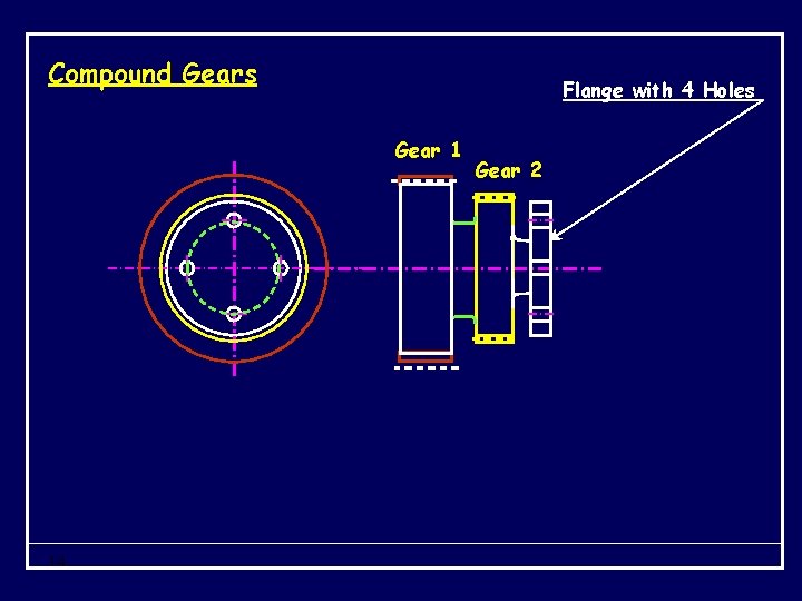 Compound Gears Flange with 4 Holes Gear 1 14 Gear 2 
