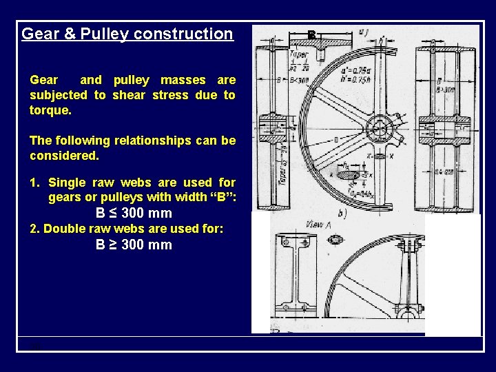 Gear & Pulley construction Gear and pulley masses are subjected to shear stress due