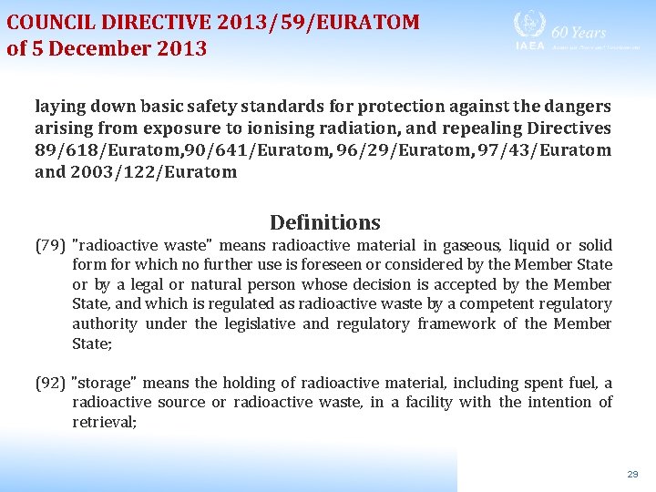 COUNCIL DIRECTIVE 2013/59/EURATOM of 5 December 2013 laying down basic safety standards for protection