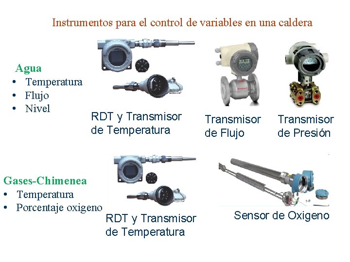 Instrumentos para el control de variables en una caldera Agua • Temperatura • Flujo Instrumentos para el control de variables en una caldera Agua • Temperatura • Flujo