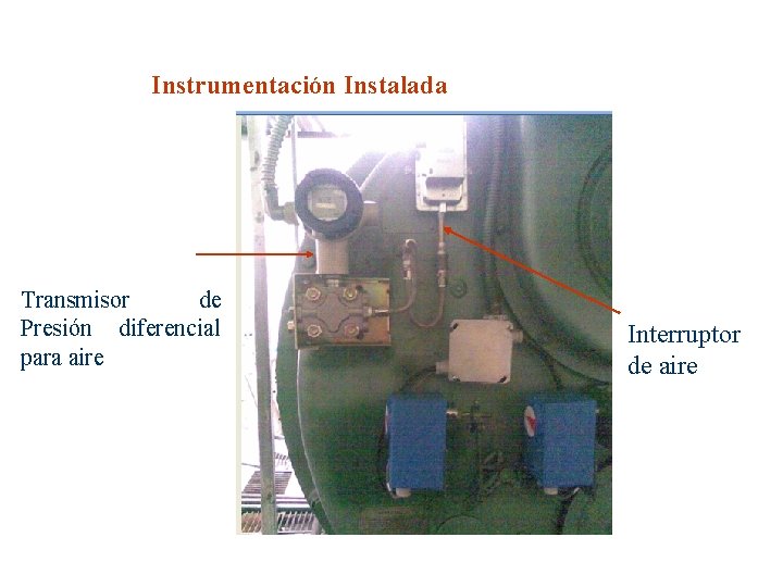 Instrumentación Instalada Transmisor de Presión diferencial para aire Interruptor de aire 