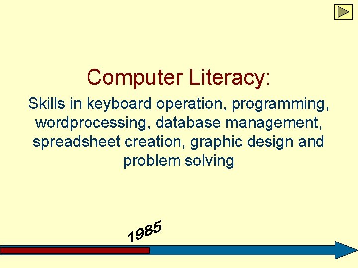 Computer Literacy: Skills in keyboard operation, programming, wordprocessing, database management, spreadsheet creation, graphic design