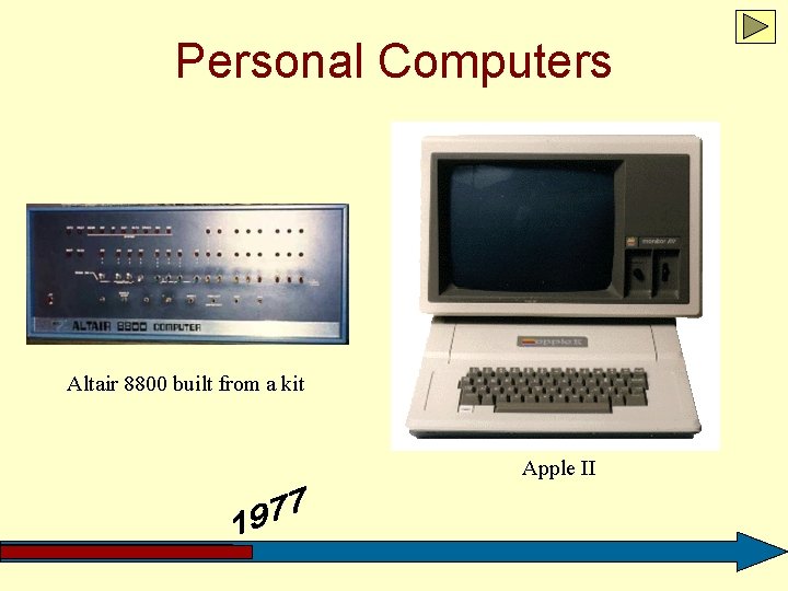 Personal Computers Altair 8800 built from a kit Apple II 