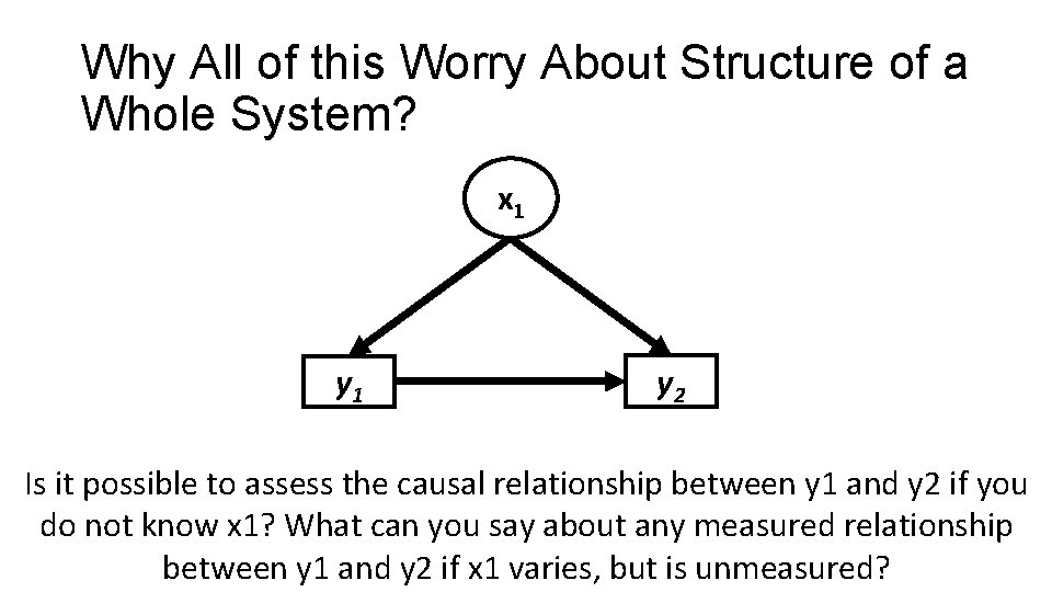 Why All of this Worry About Structure of a Whole System? x 1 y