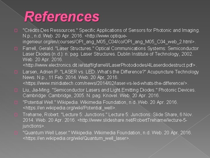 References � � � � "Crédits Des Ressources. " Specific Applications of Sensors for References � � � � "Crédits Des Ressources. " Specific Applications of Sensors for