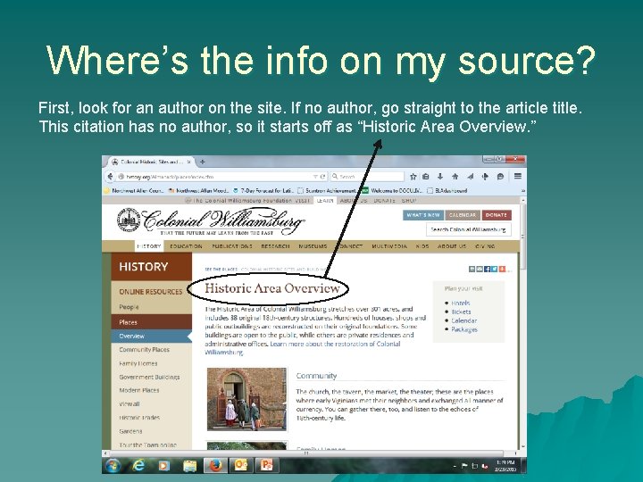 Where’s the info on my source? First, look for an author on the site.