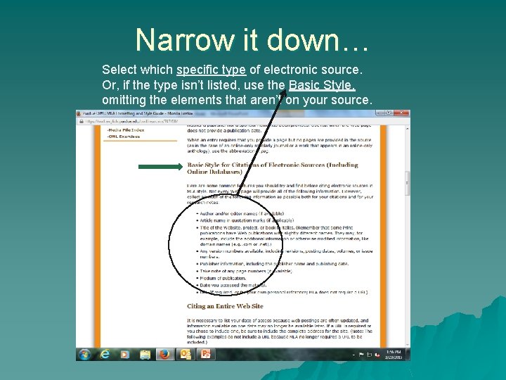 Narrow it down… Select which specific type of electronic source. Or, if the type