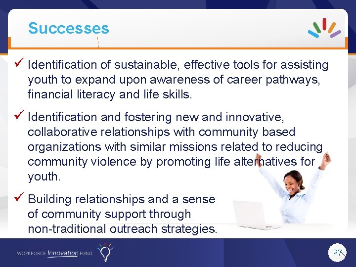 Successes ü Identification of sustainable, effective tools for assisting youth to expand upon awareness