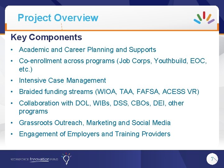 Project Overview Key Components • Academic and Career Planning and Supports • Co-enrollment across