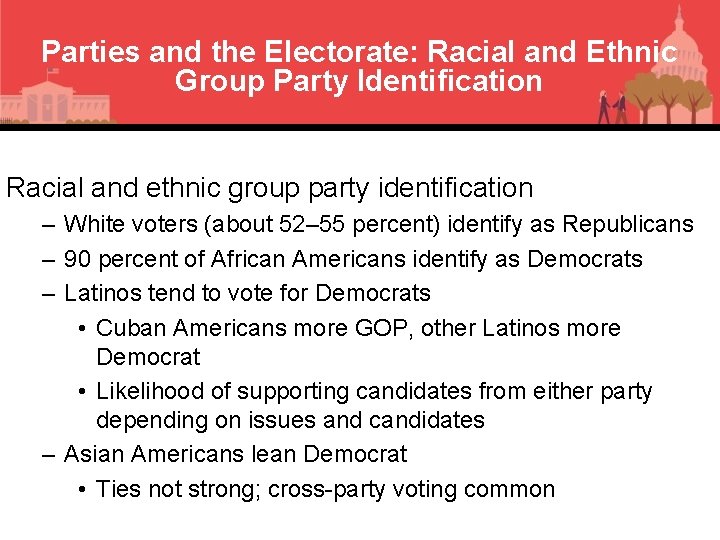 Parties and the Electorate: Racial and Ethnic Group Party Identification Racial and ethnic group